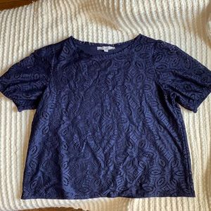 Navy Blue Lace Loft Top